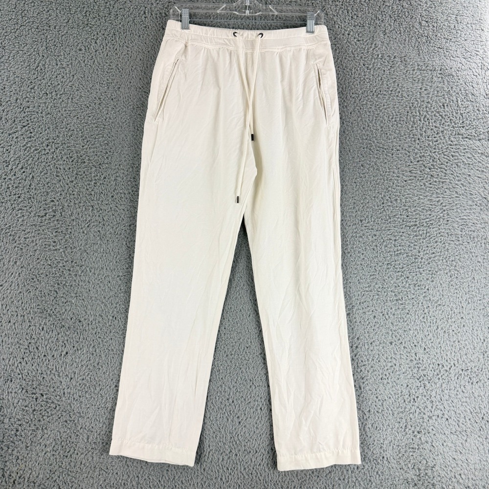 James Perse Drawstring Pants Mens 0 XS Cream Welt Pocket Straight Relaxed Casual